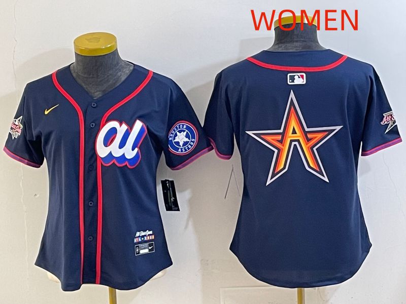 Women 2025 Houston Astros Blank Drak Blue All star Nike MLB Jersey style 03->women mlb jersey->Women Jersey
